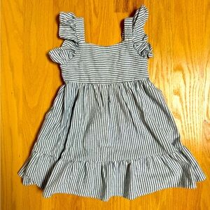 Seersucker ruffled girls dress